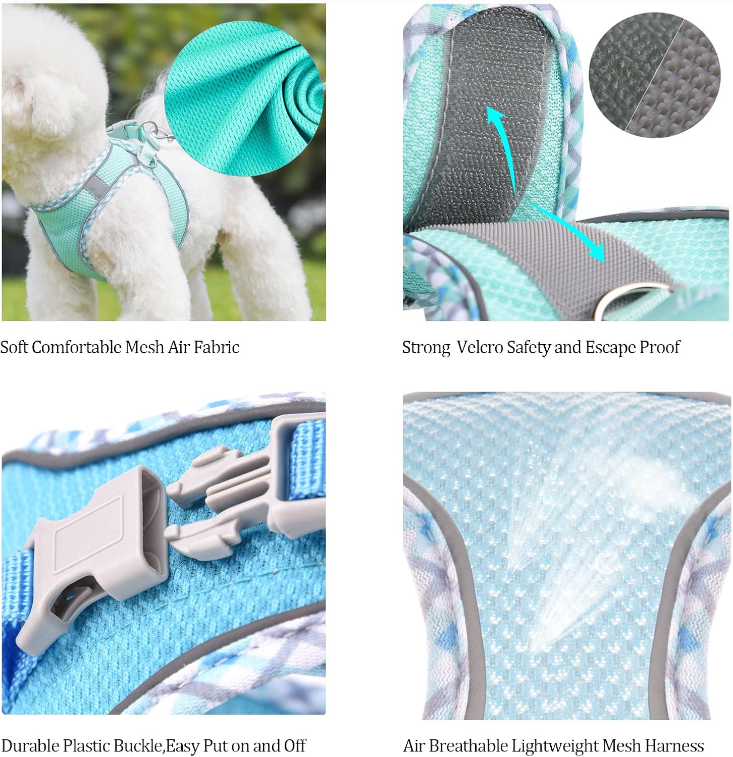 Step in Mesh Dog Harness and Leash Set Breathable Air Mesh Harness | Reflective Escape Proof Dog Harness Vest No Choke Lightweight Mesh Dog Harness